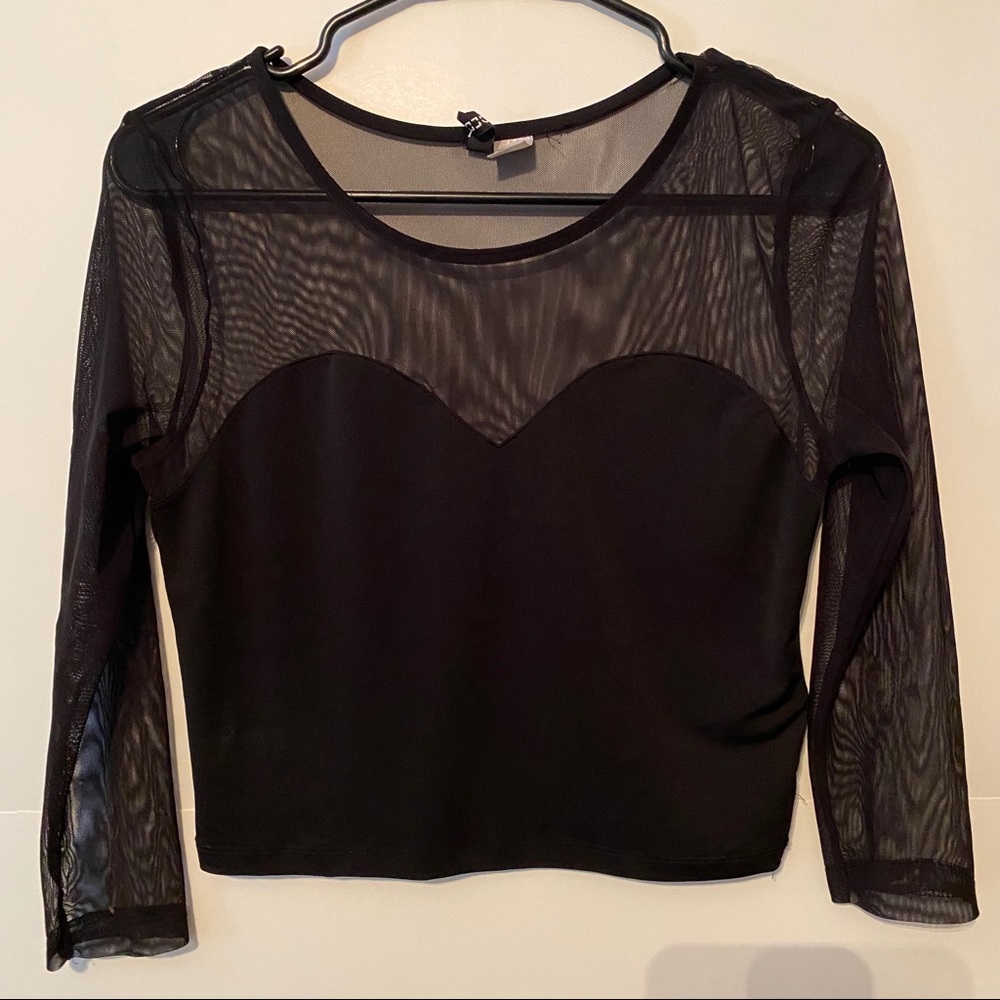 Black mesh crop top